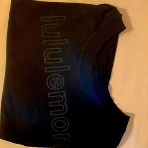 Lululemon black crop shirt with black writing